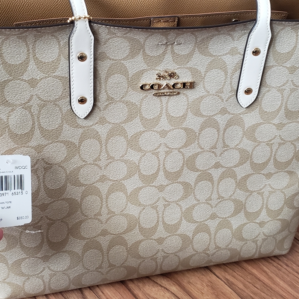 Beige Coach Town Tote